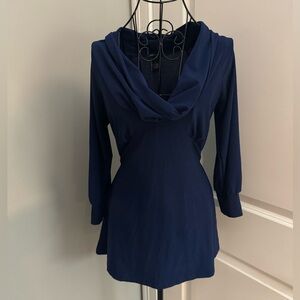BCBGMaxAzria Jaclyn Drape Front Blouse in Royal Blue Size Small